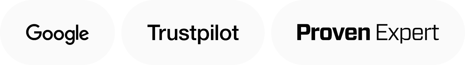 Google, Trustpilot, Proven Expert